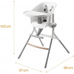 Beaba Up & Down 改良版可調節高腳餐椅 (灰白色/六種高度/五點安全帶)